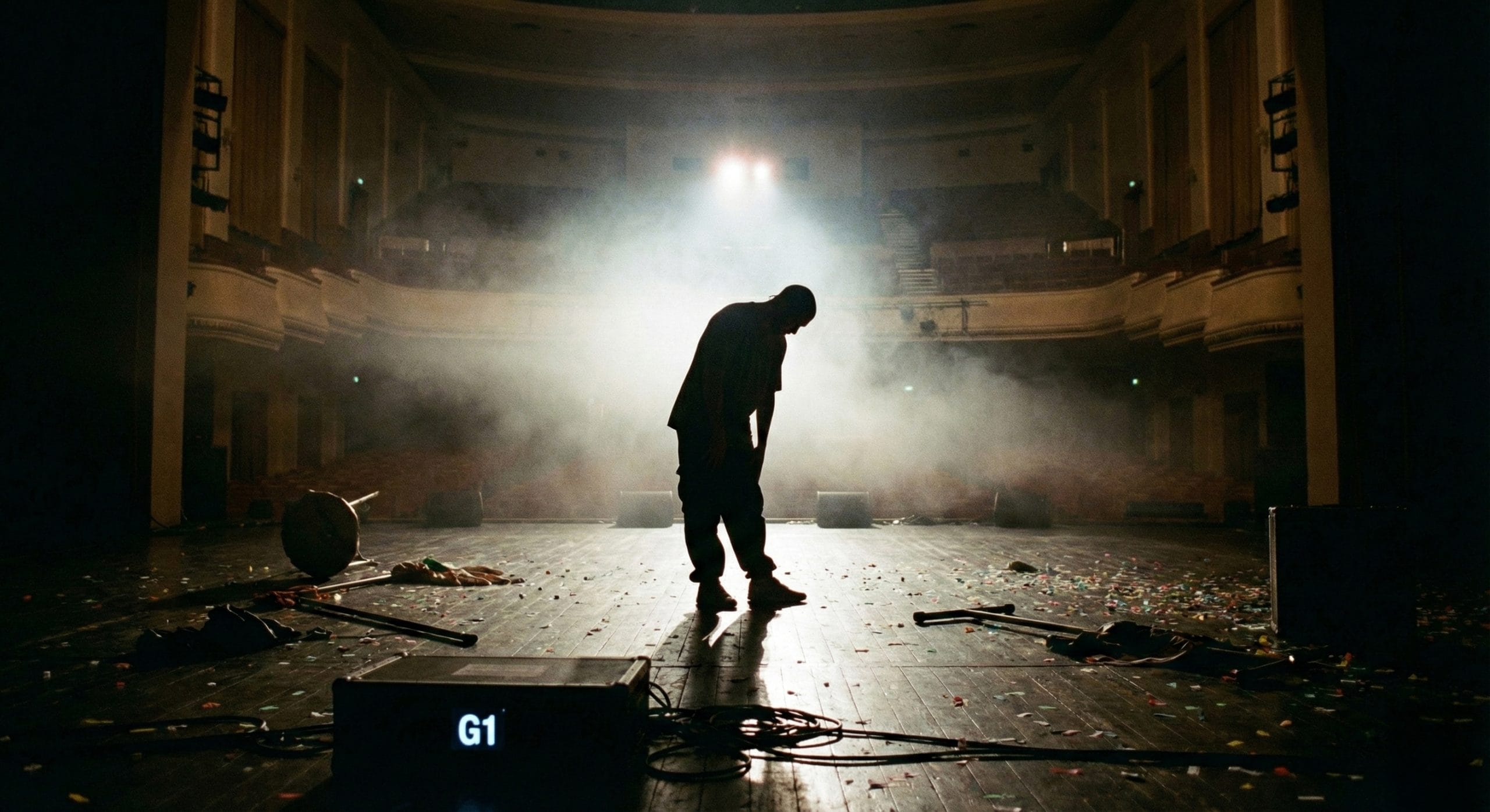 Performans sonrası sahnede tek başına kalan dansçı silüeti