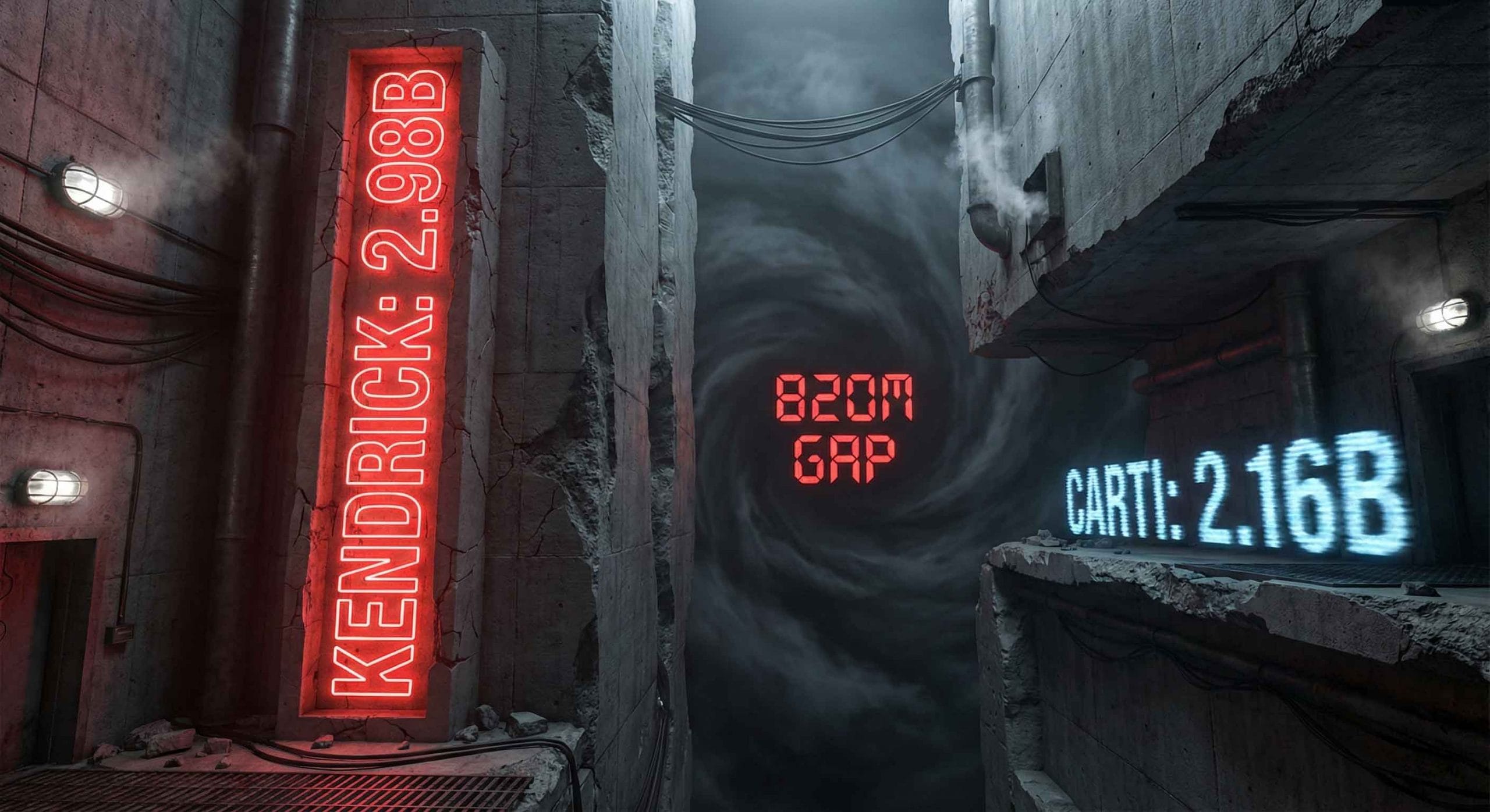 Data visualization of the gap between Kendrick Lamar and Playboi Carti streams